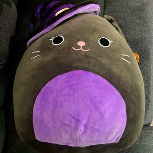 Squishmallow autumn black cat with witch hat